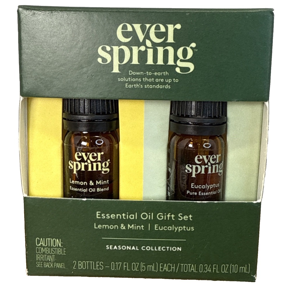 NIB Ever Spring 2pack Essential Oil Gift Set Lemon&mint Eucalyptus